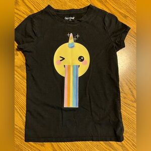 Cat & Jack Size Sm Black Tee with Rainbow Emoji